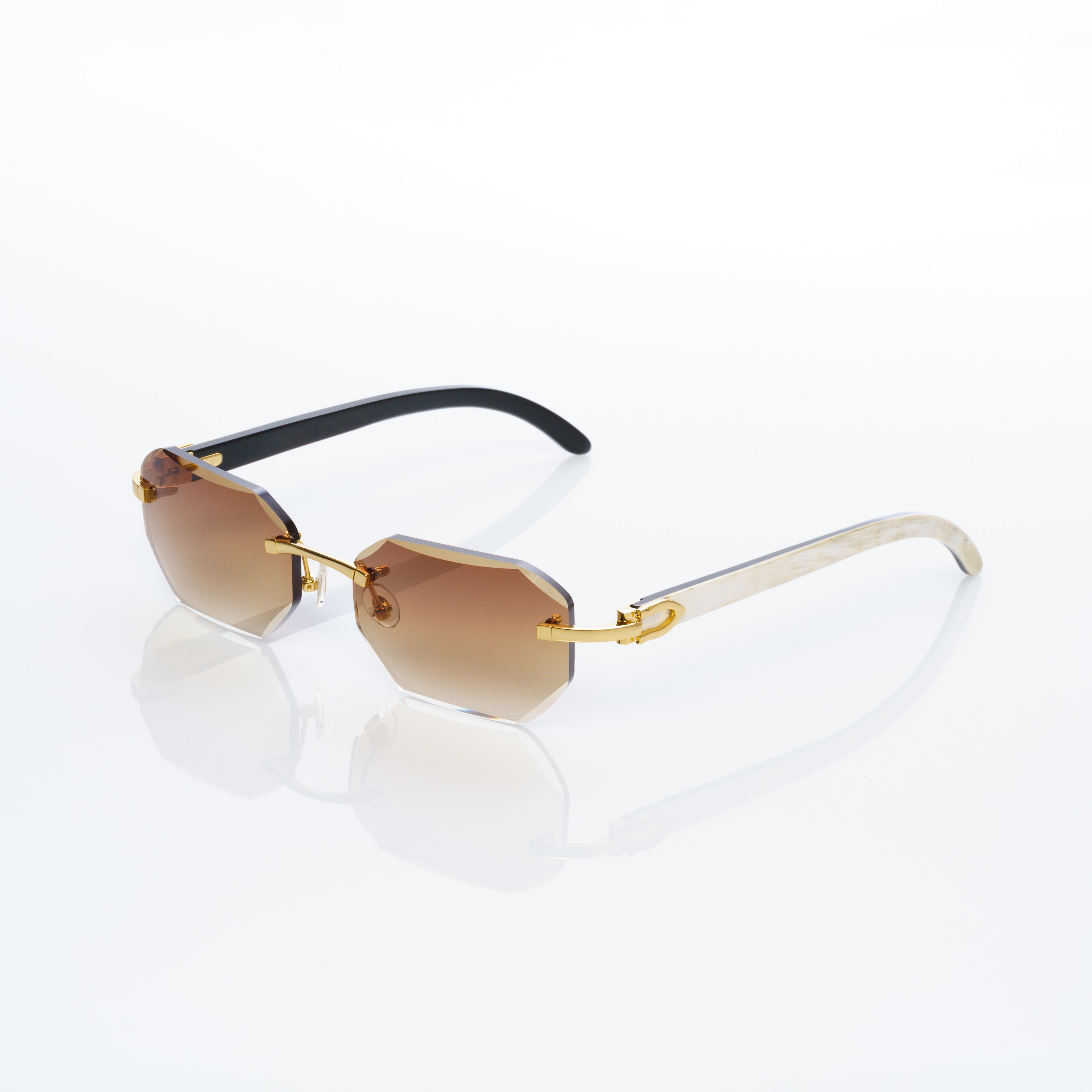 Lunettes Octogonale — Métal Doré & Verres Ambrés
