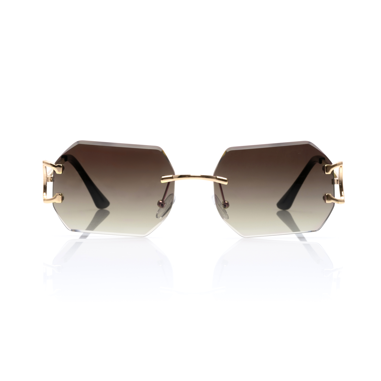 Lunettes Octogonale — Métal Doré & Verres Bleu Ciel