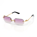Lunettes Octogonale — Métal Doré & Verres Parme Rosé