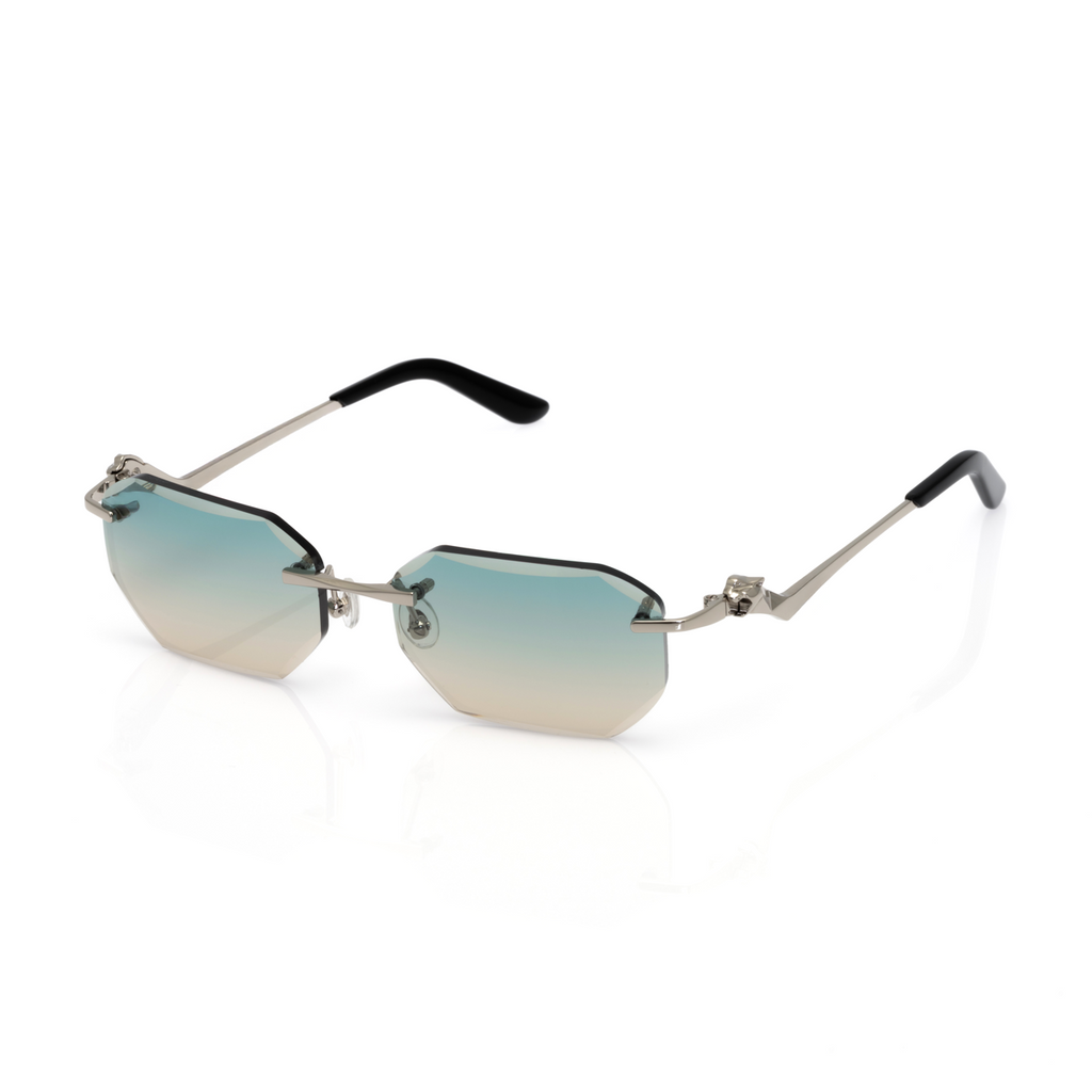 Lunettes Octogonale — Métal Doré & Verres Parme Rosé