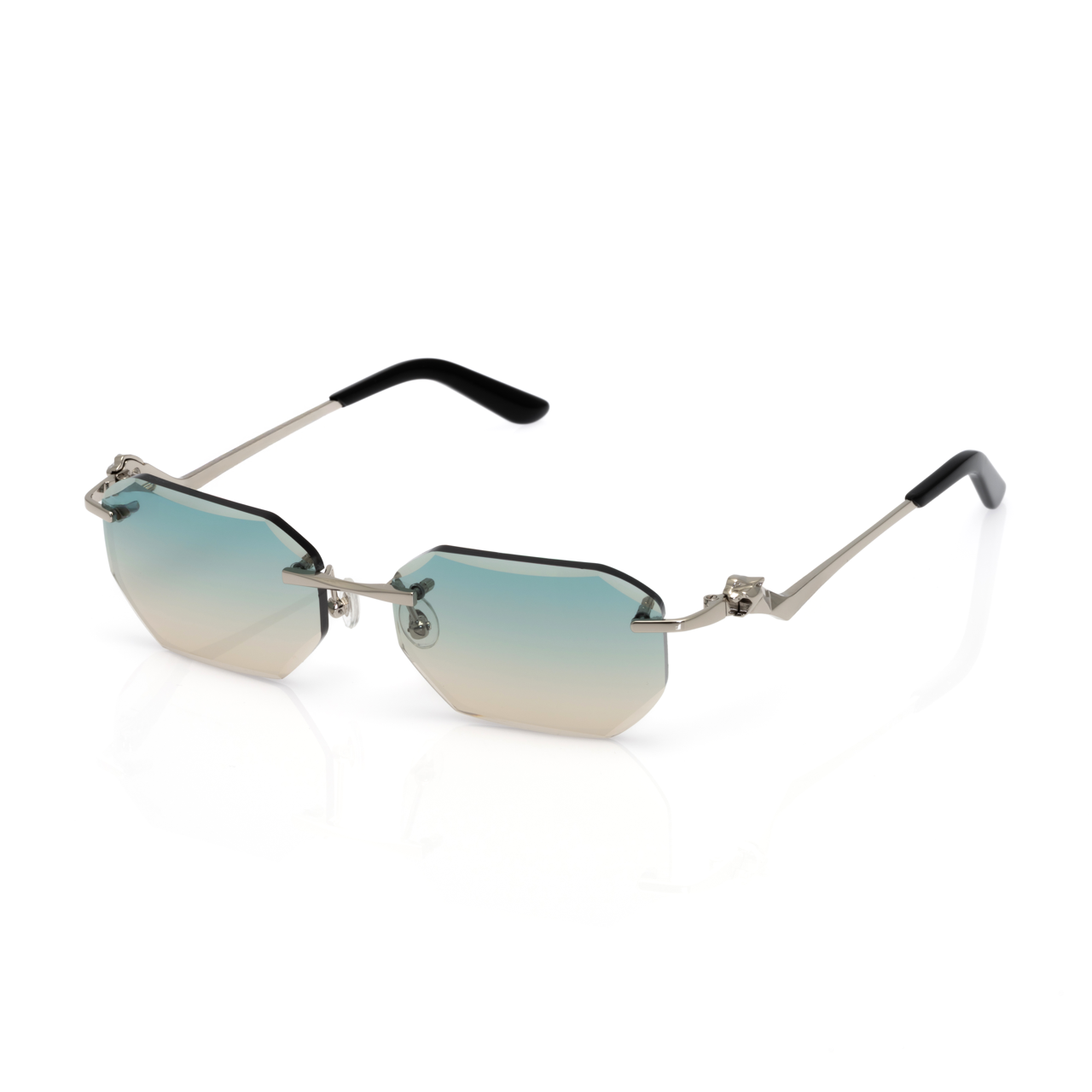 Lunettes Octogonale — Métal Doré & Verres Parme Rosé