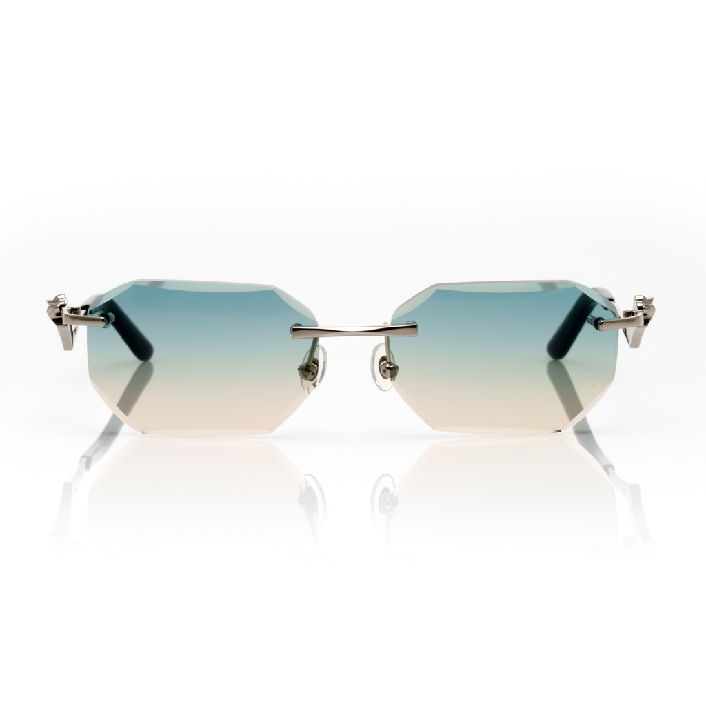 Lunettes Octogonale — Métal Doré & Verres Parme Rosé