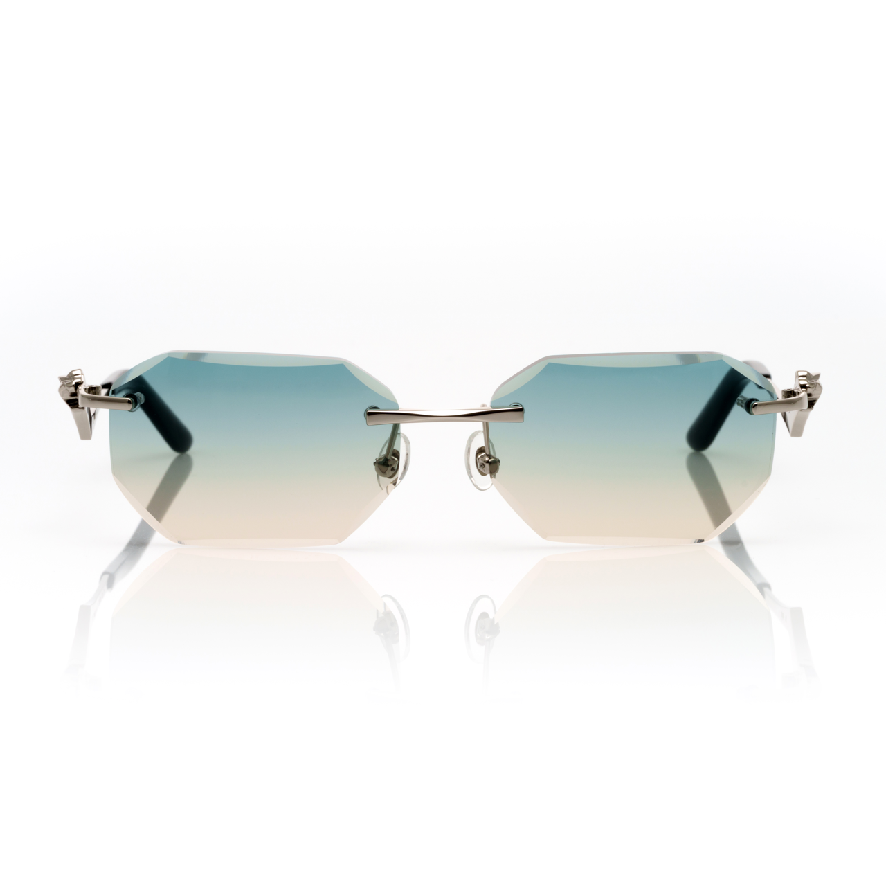 Lunettes Octogonale — Métal Doré & Verres Parme Rosé