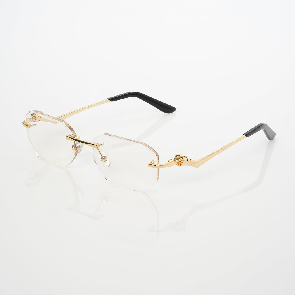 Lunettes Octogonale — Métal Doré & Verres Parme Rosé