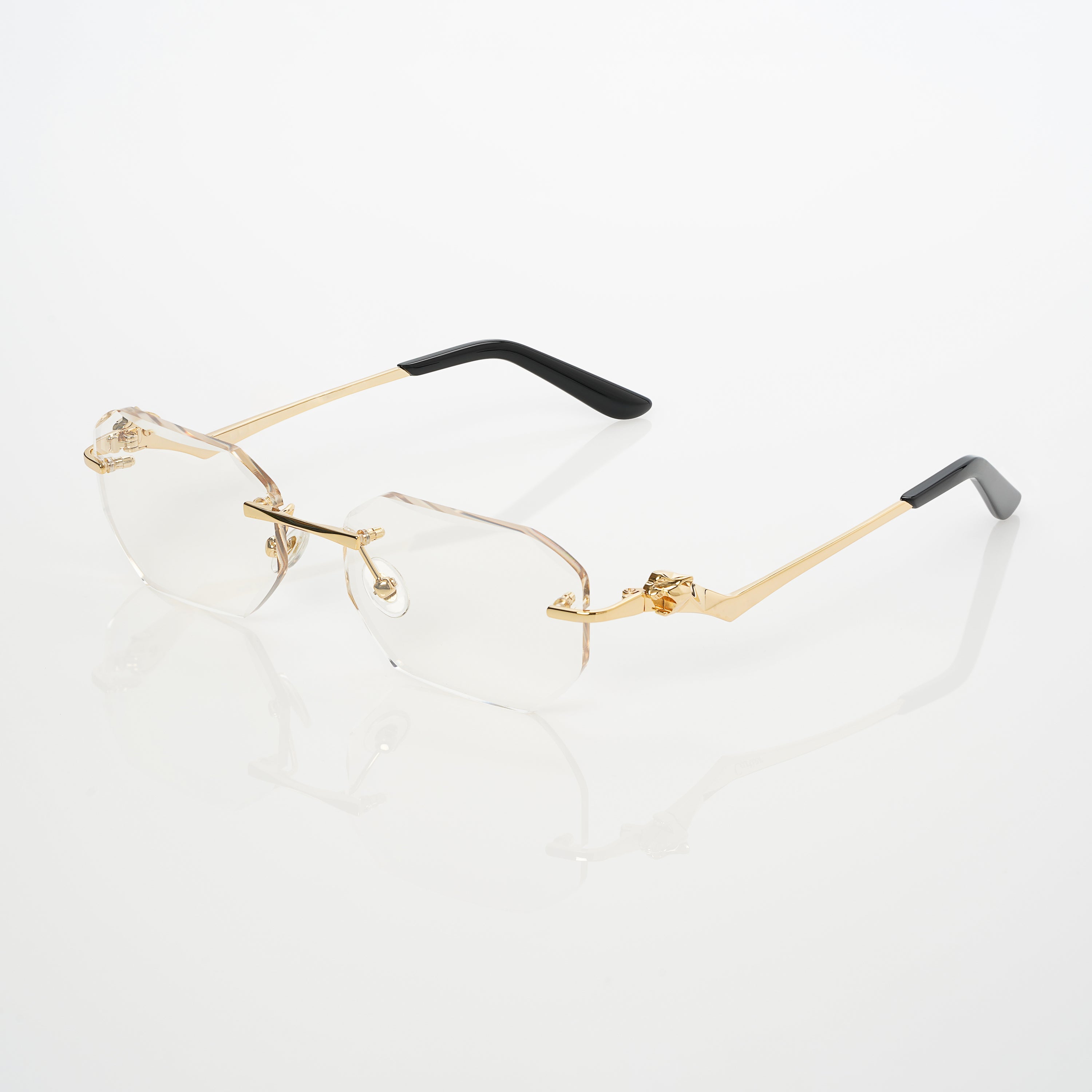 Lunettes Octogonale — Métal Doré & Verres Parme Rosé