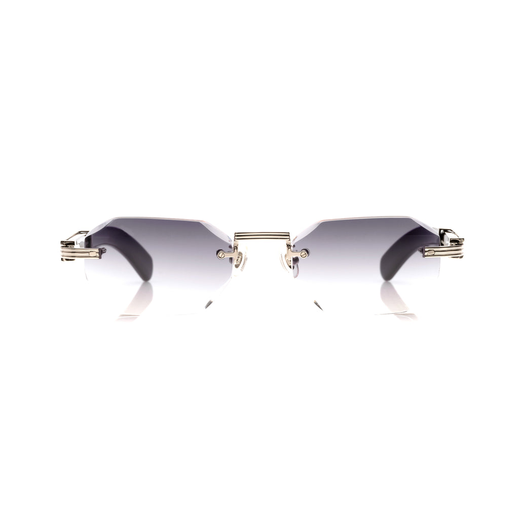 Lunettes Octogonale Sans Cerclage — Métal Argenté & Noir
