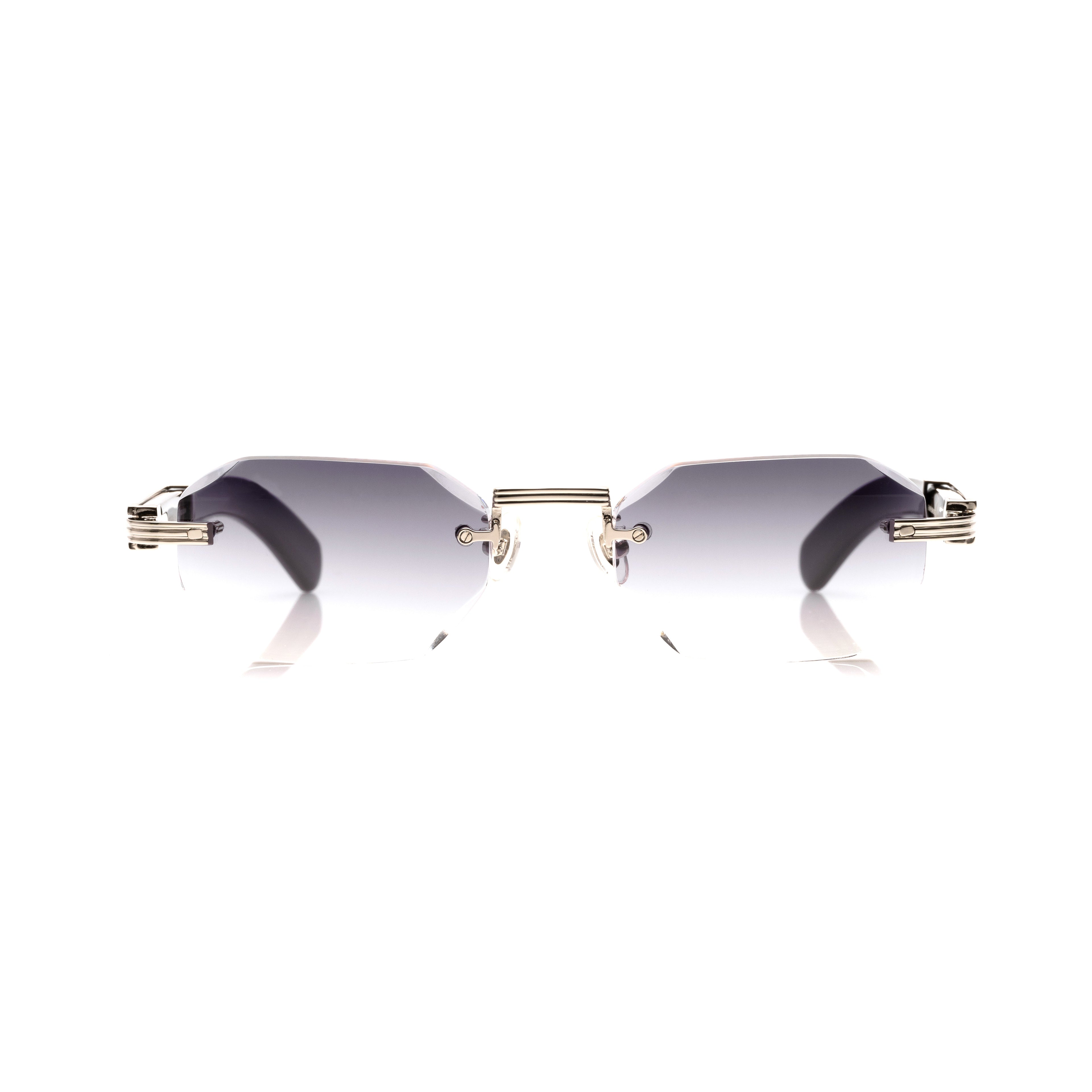Lunettes Octogonale Sans Cerclage — Métal Argenté & Noir