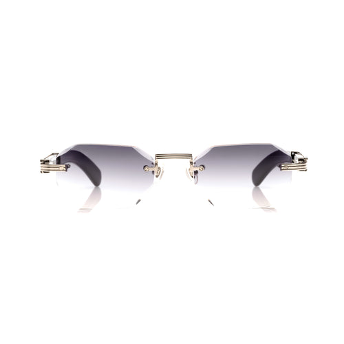Lunettes Octogonale Sans Cerclage — Métal Argenté & Noir