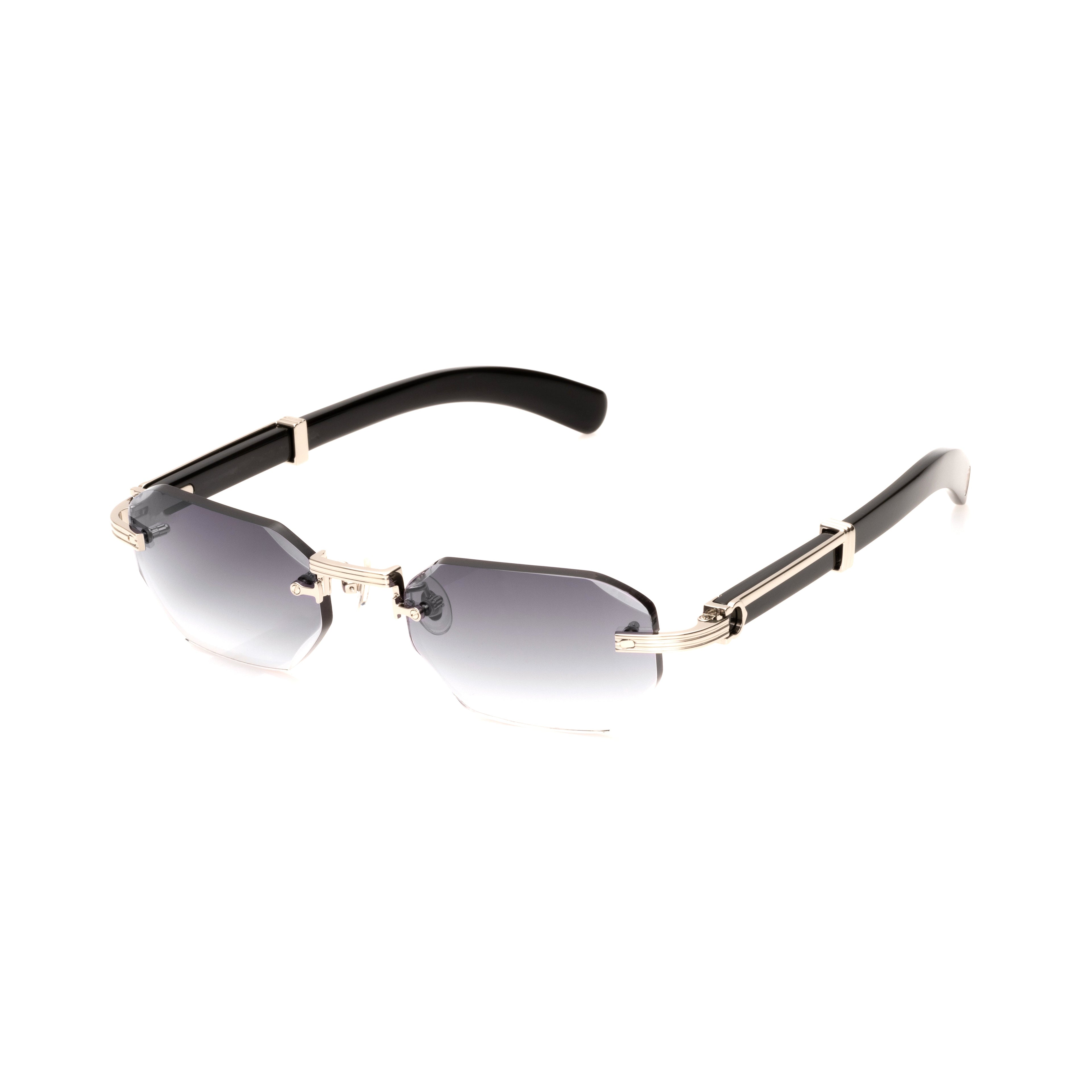 Lunettes Octogonale Sans Cerclage — Métal Argenté & Noir