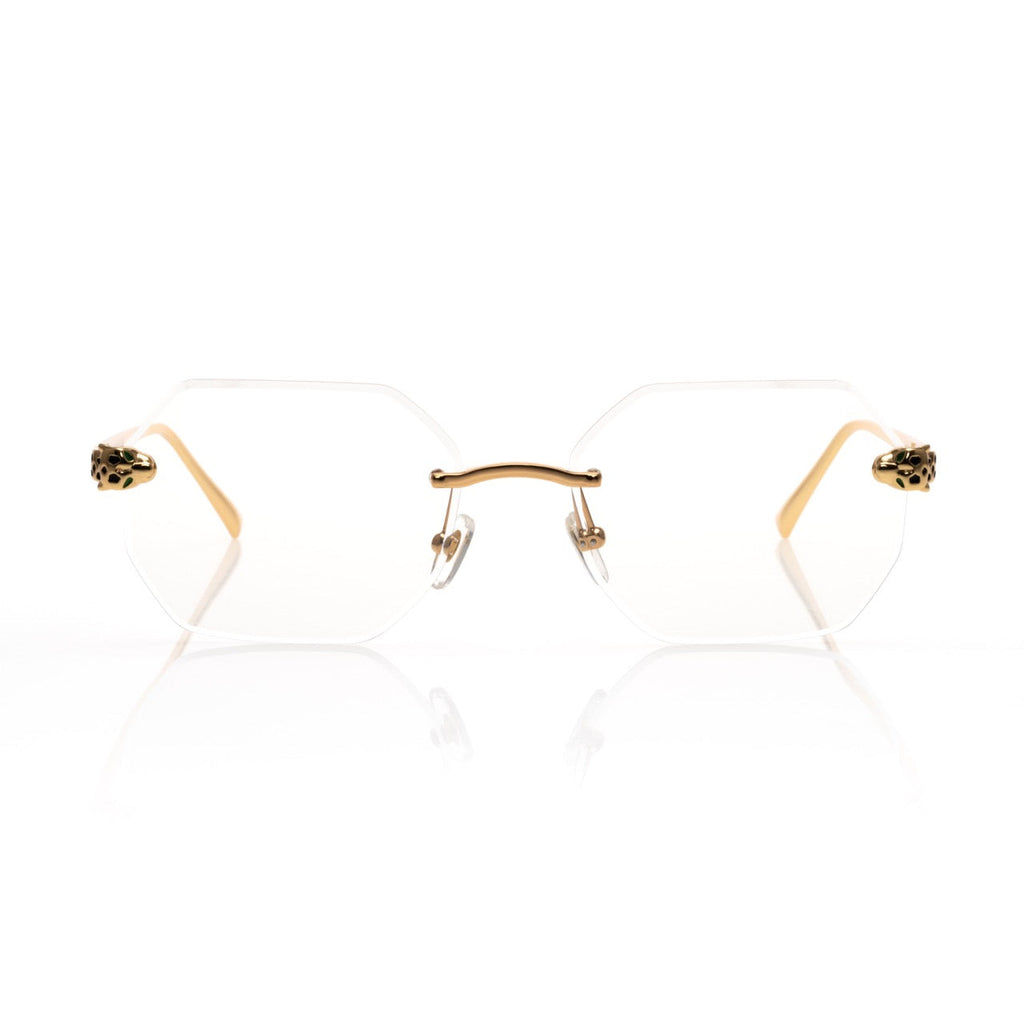 Lunettes Octogonale Sans Cerclage — Métal Doré Cristal