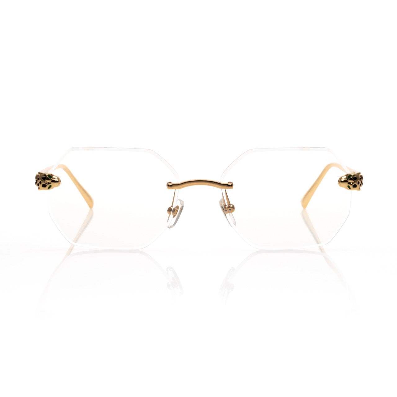 Lunettes Octogonale Sans Cerclage — Métal Doré Cristal
