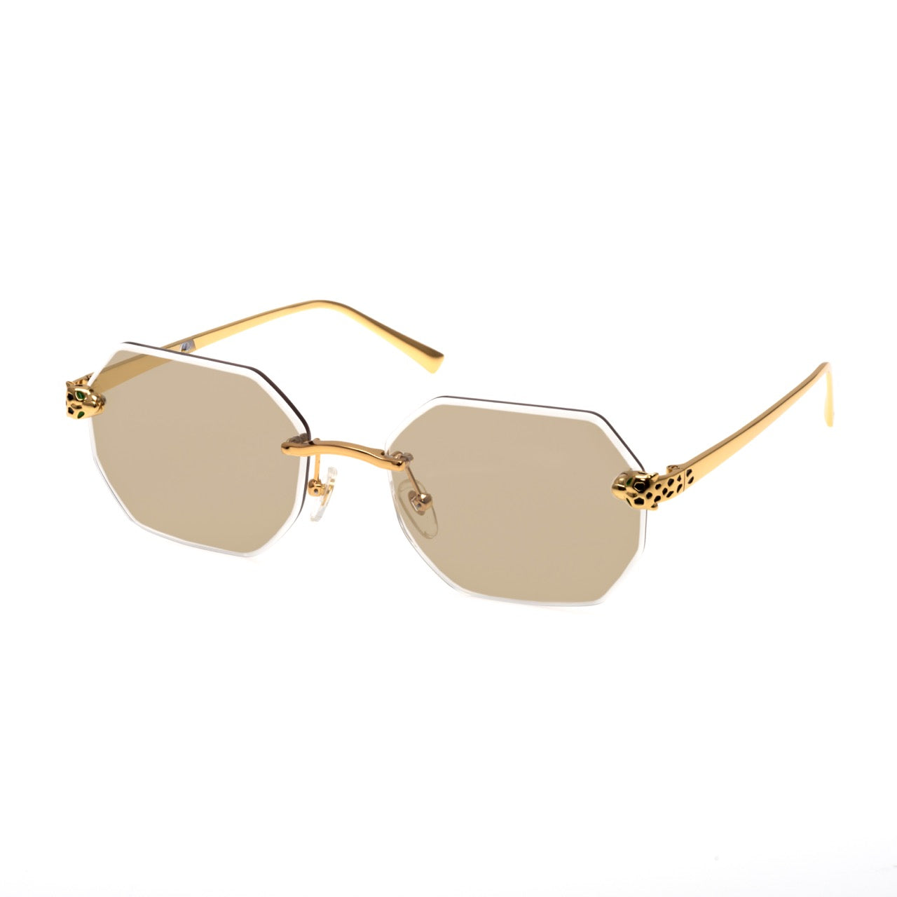Lunettes Octogonale Sans Cerclage — Métal Doré Cristal