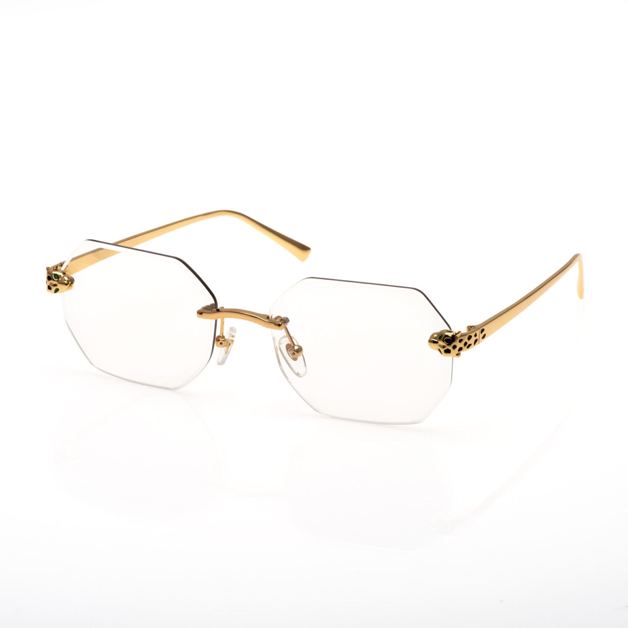 Lunettes Octogonale Sans Cerclage — Métal Doré Cristal