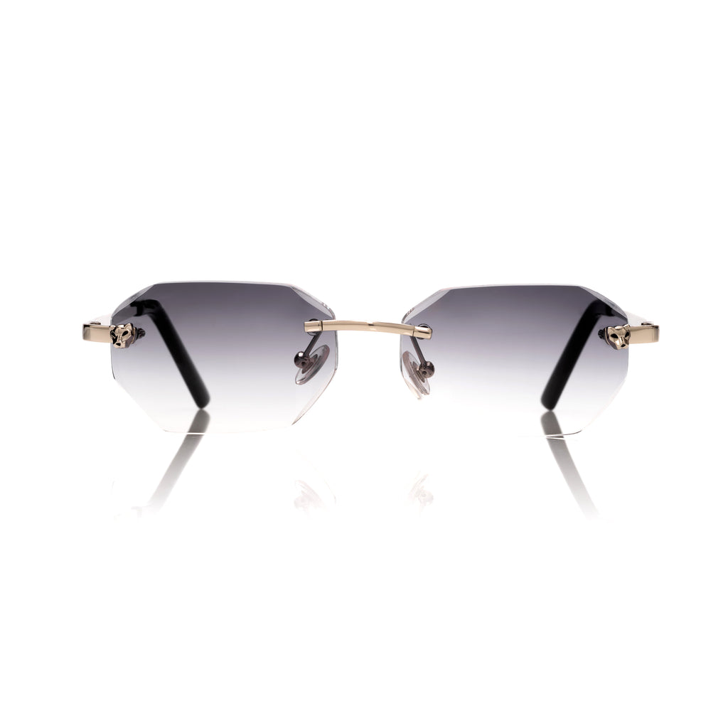Lunettes Octogonale Sans Cerclage — Métal Doré & Fumé