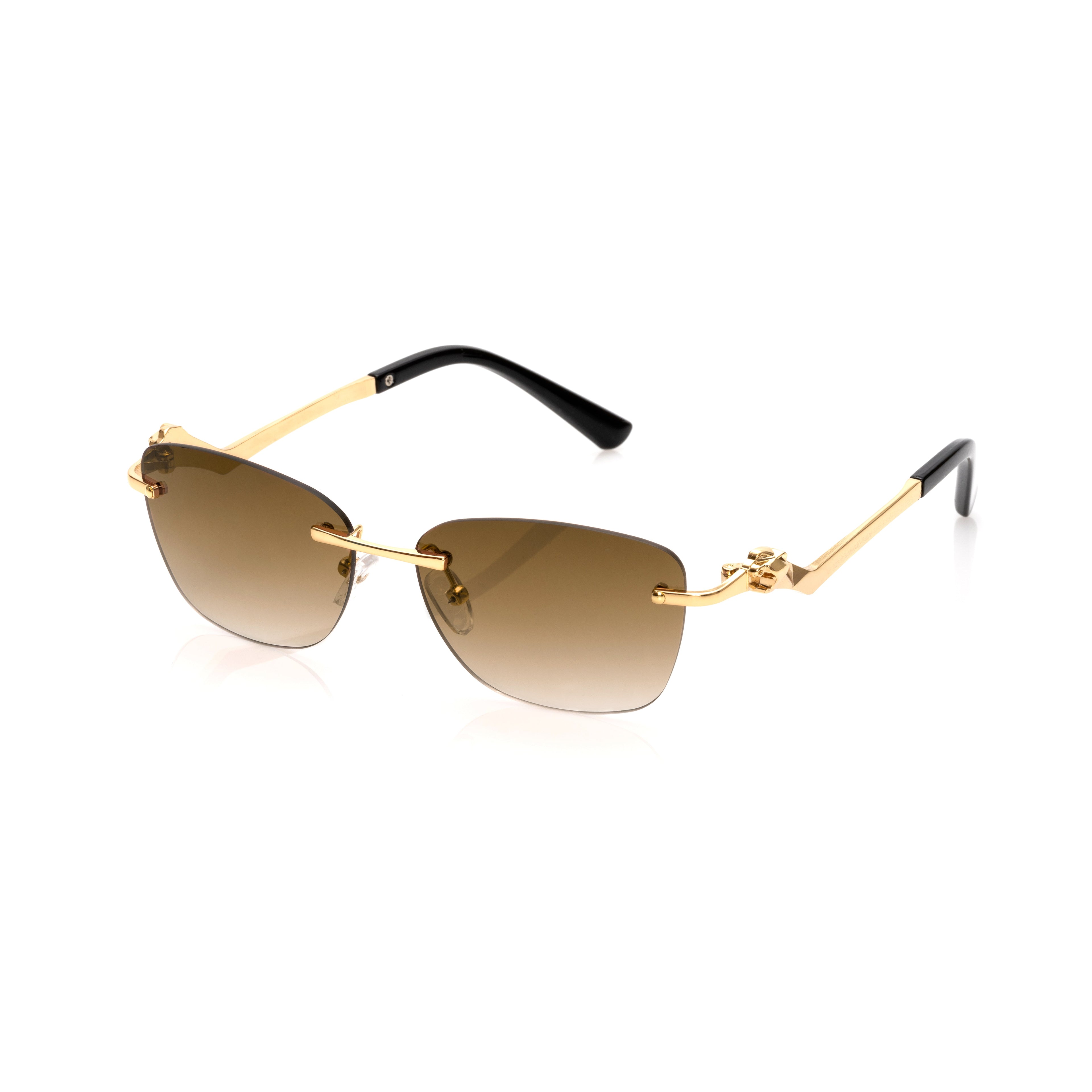 Lunettes Œil de chat — Métal Doré & Verres Bruns