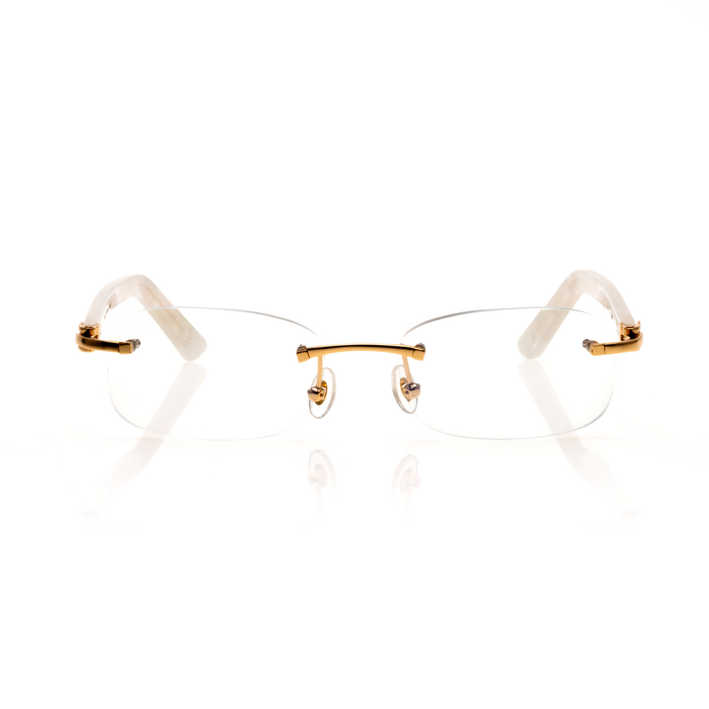 Lunettes Ovale — Bois Ivoire & Doré