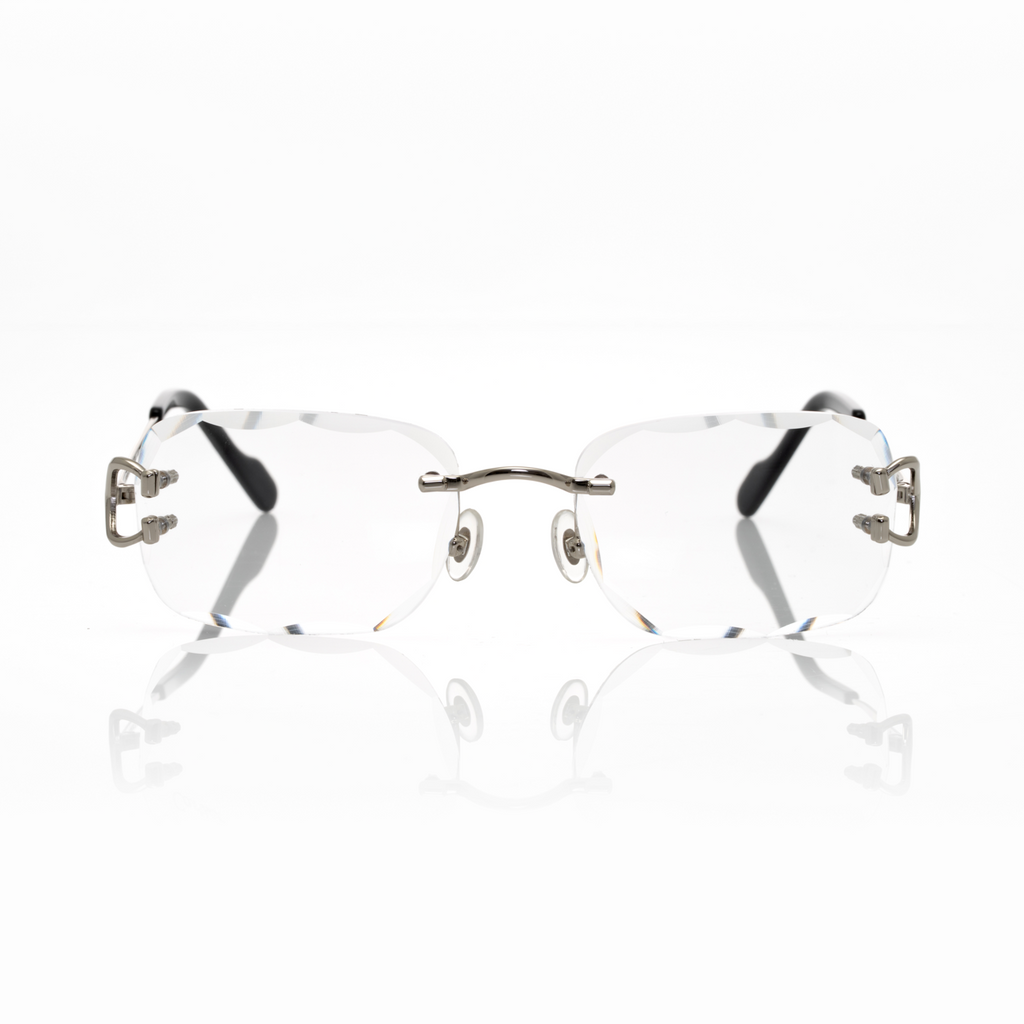 Lunettes Ovale — Métal Argenté Cristal