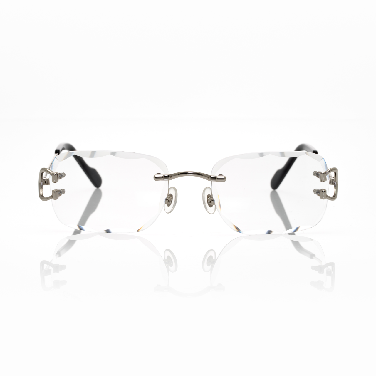 Lunettes Ovale — Métal Argenté Cristal