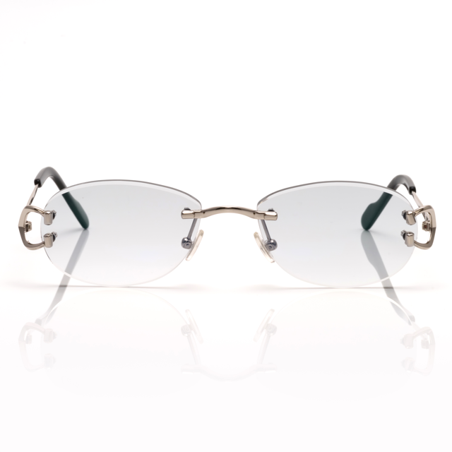 Lunettes Ovale — Métal Argenté & Verres Vert d'Eau
