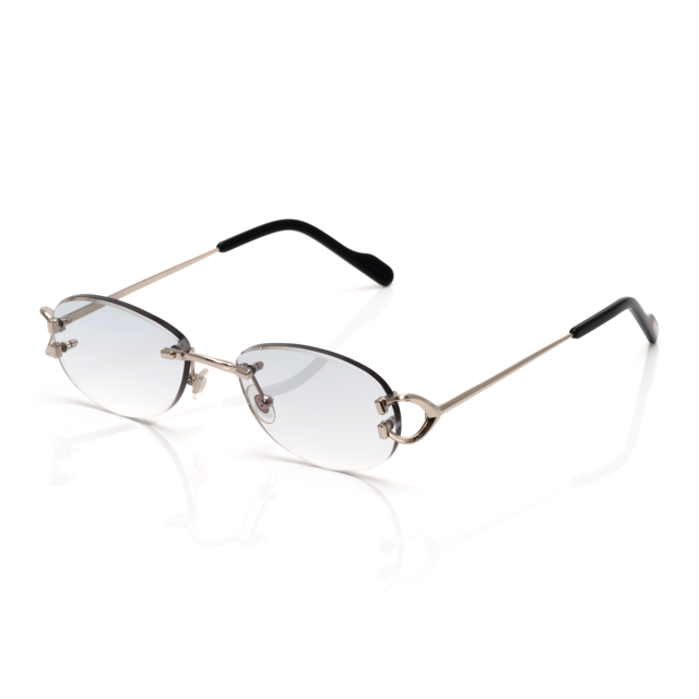 Lunettes Ovale — Métal Argenté & Verres Vert d'Eau