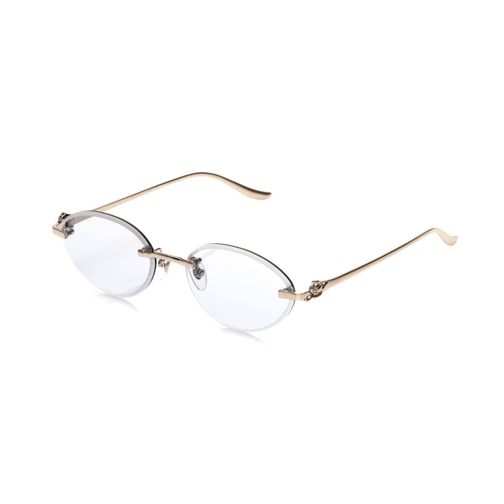 Lunettes Ovale — Métal Champagne & Verres Cristal