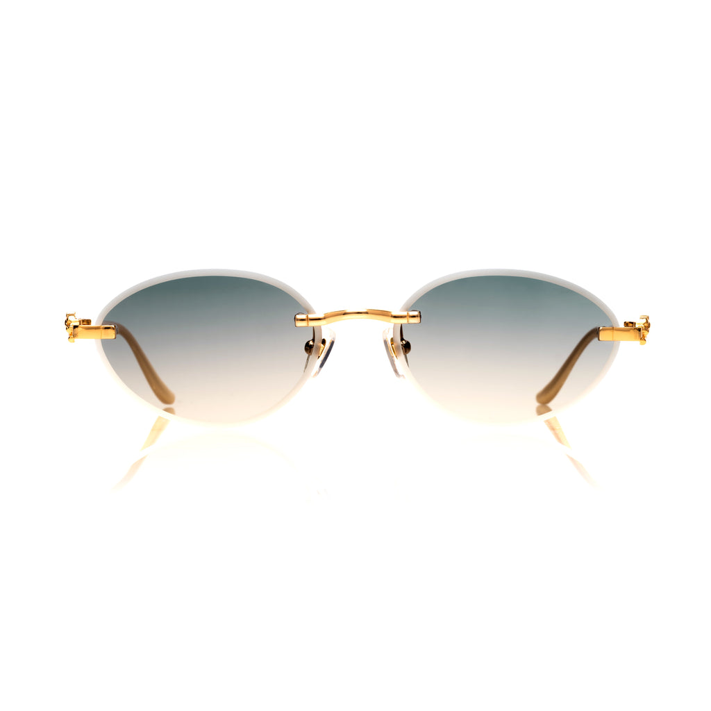 Lunettes Ovale — Métal Champagne & Verres Cristal