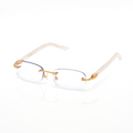 Lunettes Ovale — Métal Doré & Branches Marbrées Blanches