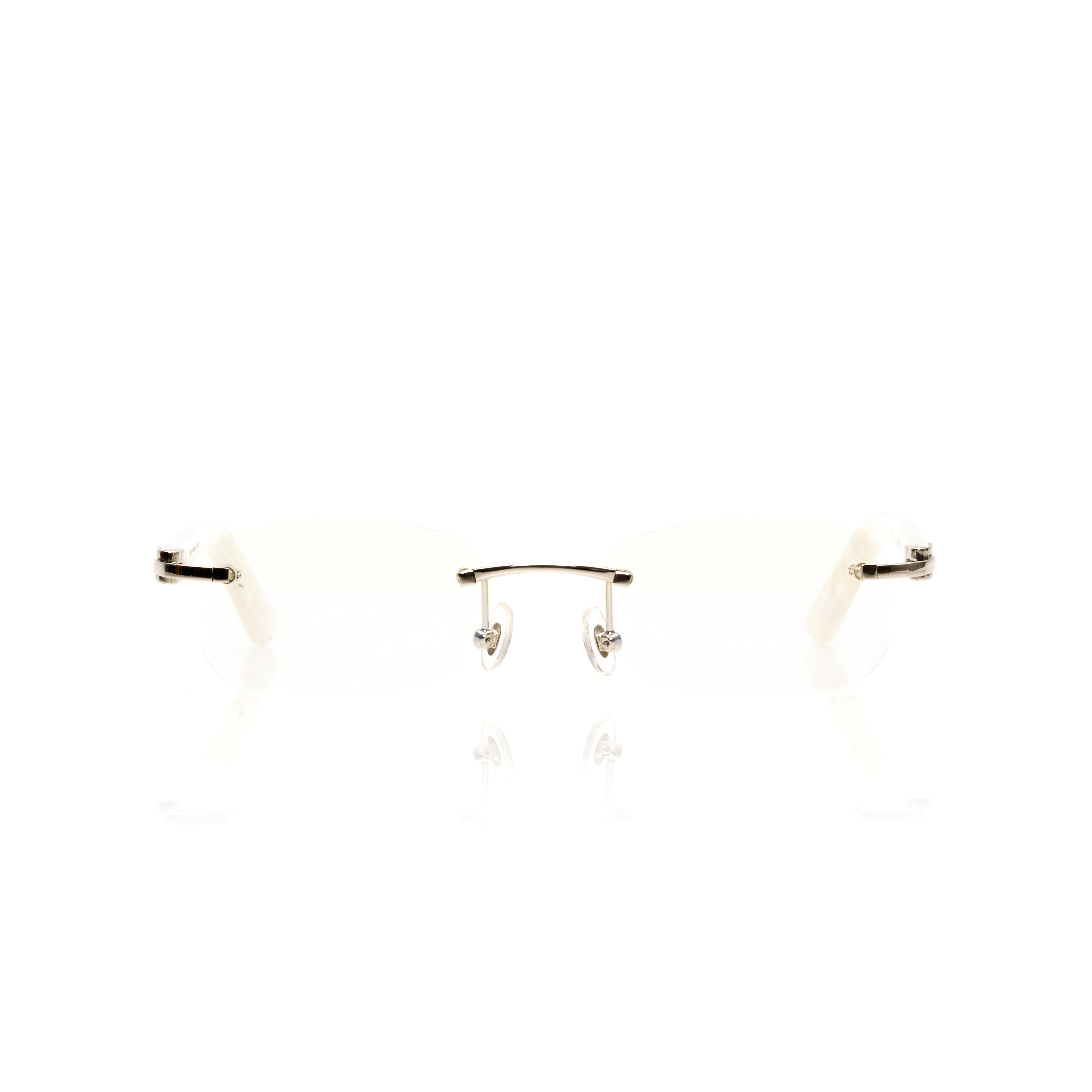 Lunettes Ovale — Métal Doré & Branches Marbrées Blanches