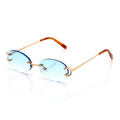 Lunettes Ovale — Métal Doré & Verres Bleu Ciel