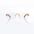 Lunettes Pantos — Métal Doré & Branches Bois Rouge