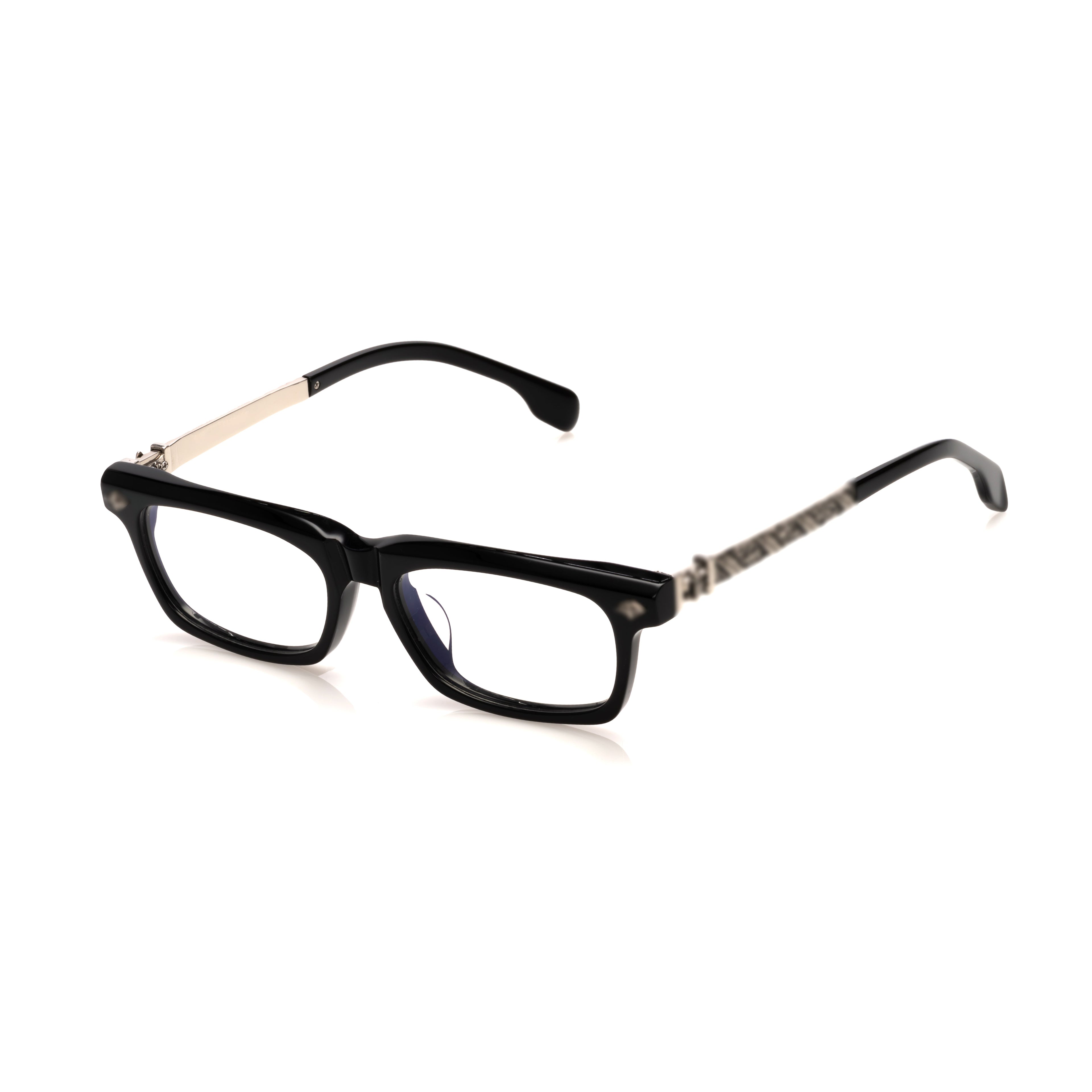 Lunettes Rectangle — Acétate Noir & Argent