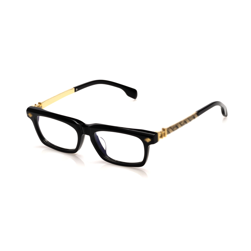 Lunettes Rectangle — Acétate Noir & Argent