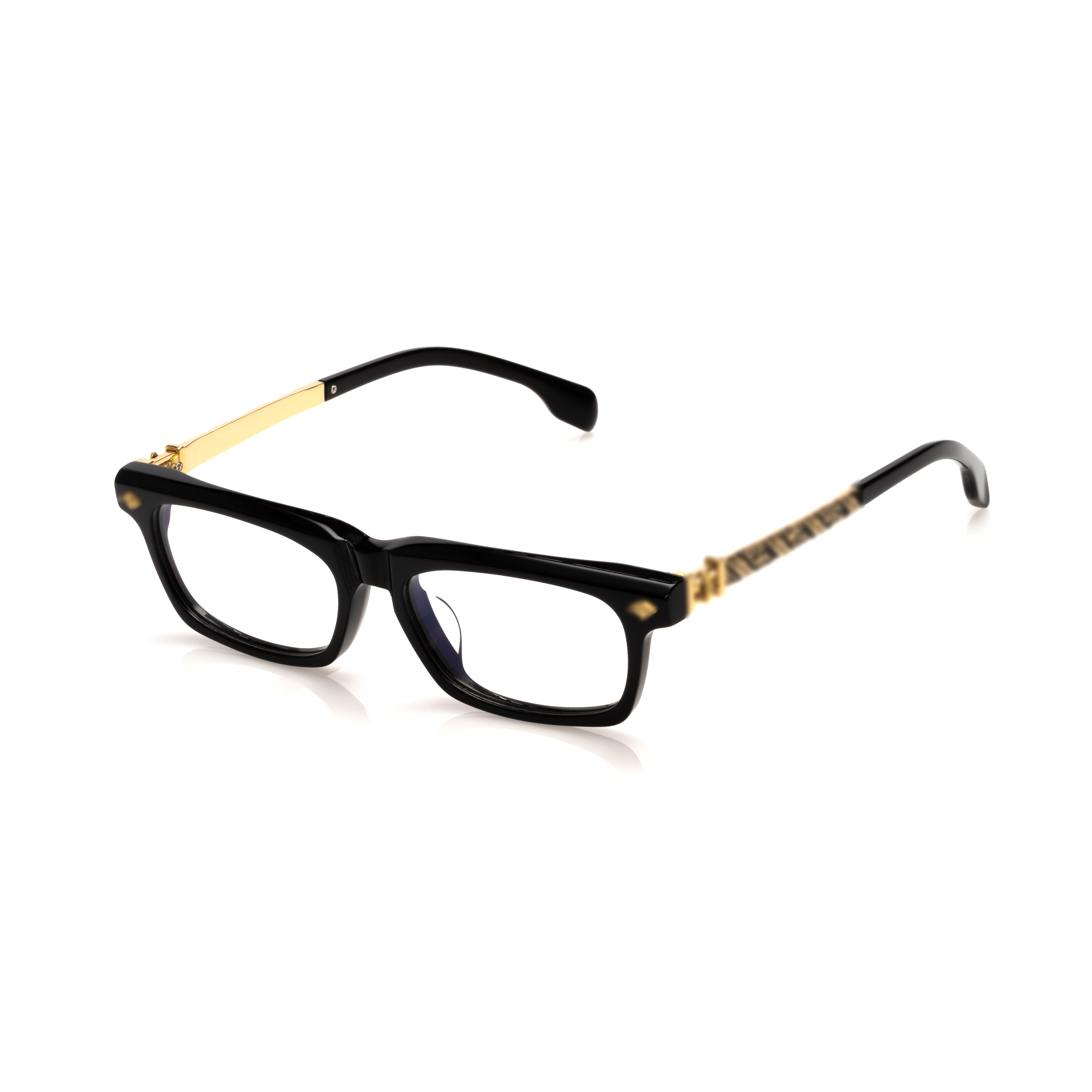 Lunettes Rectangle — Acétate Noir & Argent