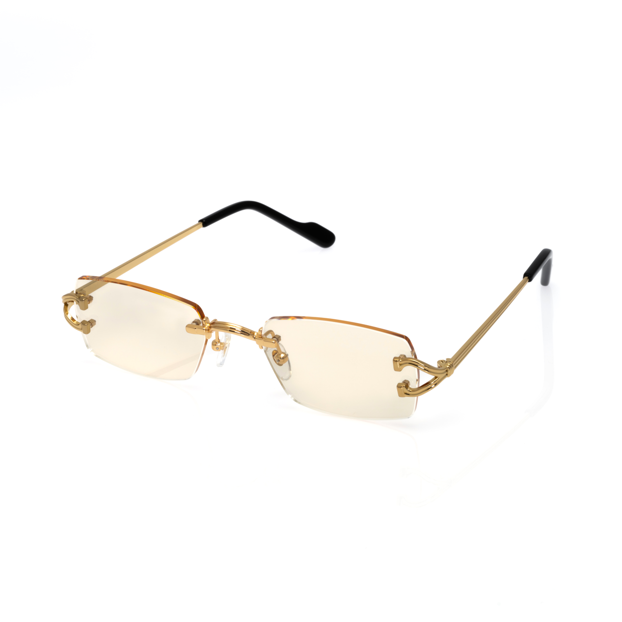 Lunettes Rectangle — Argent & Embouts Noir