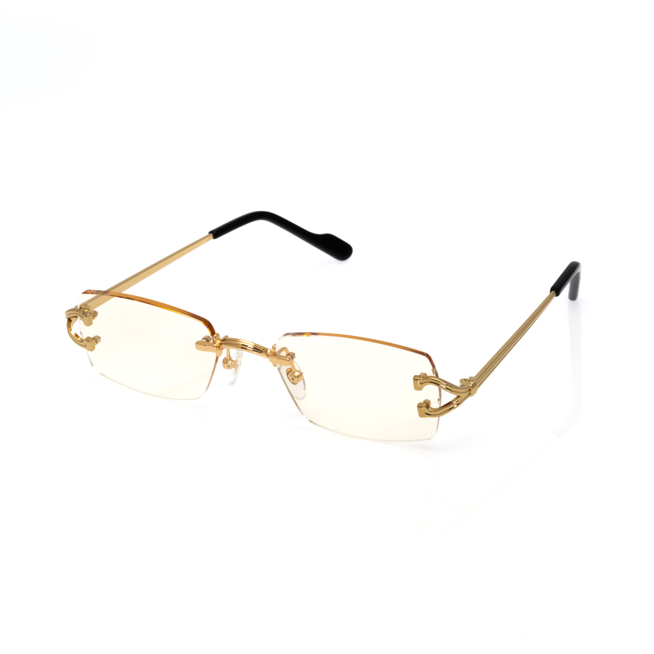 Lunettes Rectangle — Argent & Embouts Noir