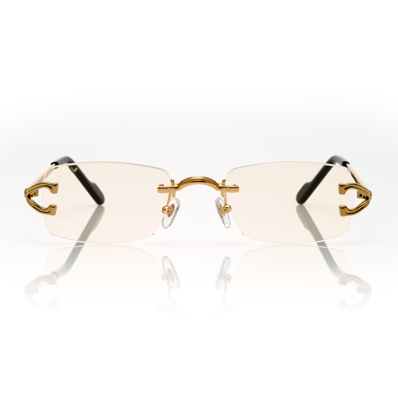 Lunettes Rectangle — Argent & Embouts Noir