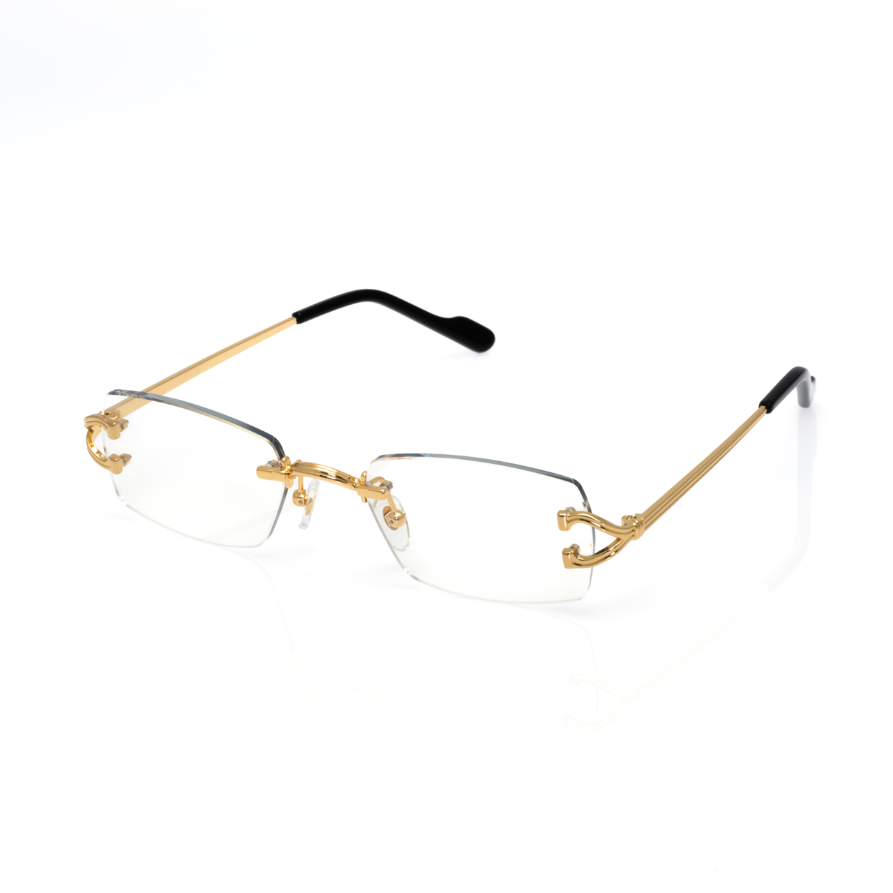 Lunettes Rectangle — Argent & Embouts Noir
