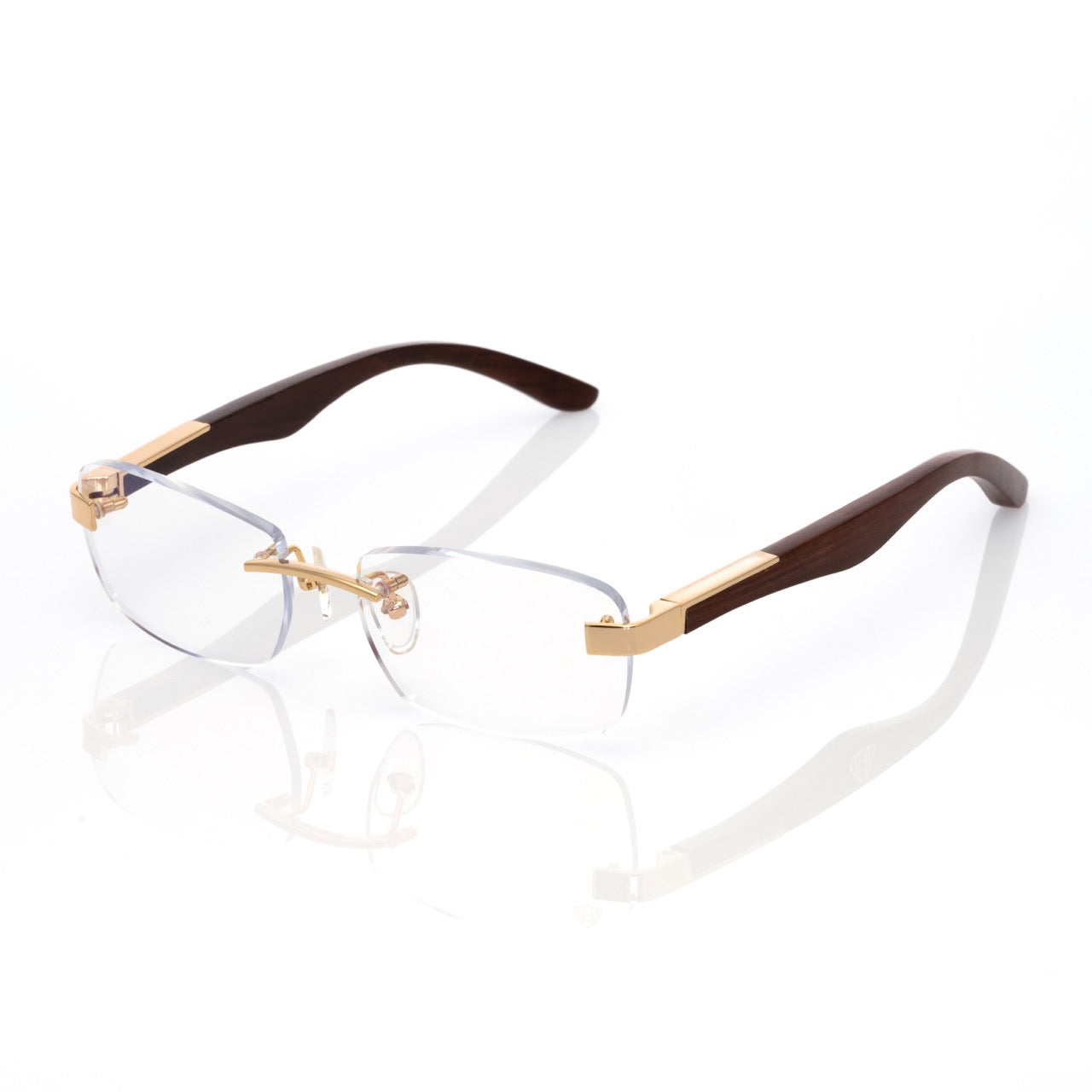 Lunettes Rectangle Arrondi — Bois Brun & Or