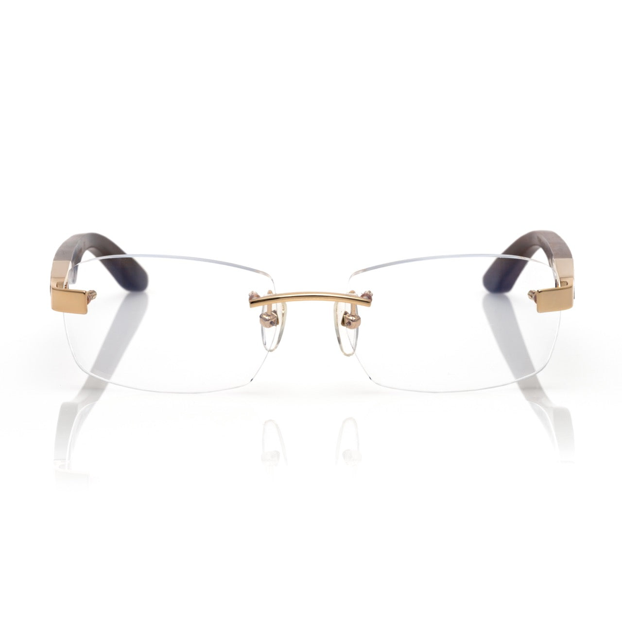 Lunettes Rectangle Arrondi — Bois Brun & Or