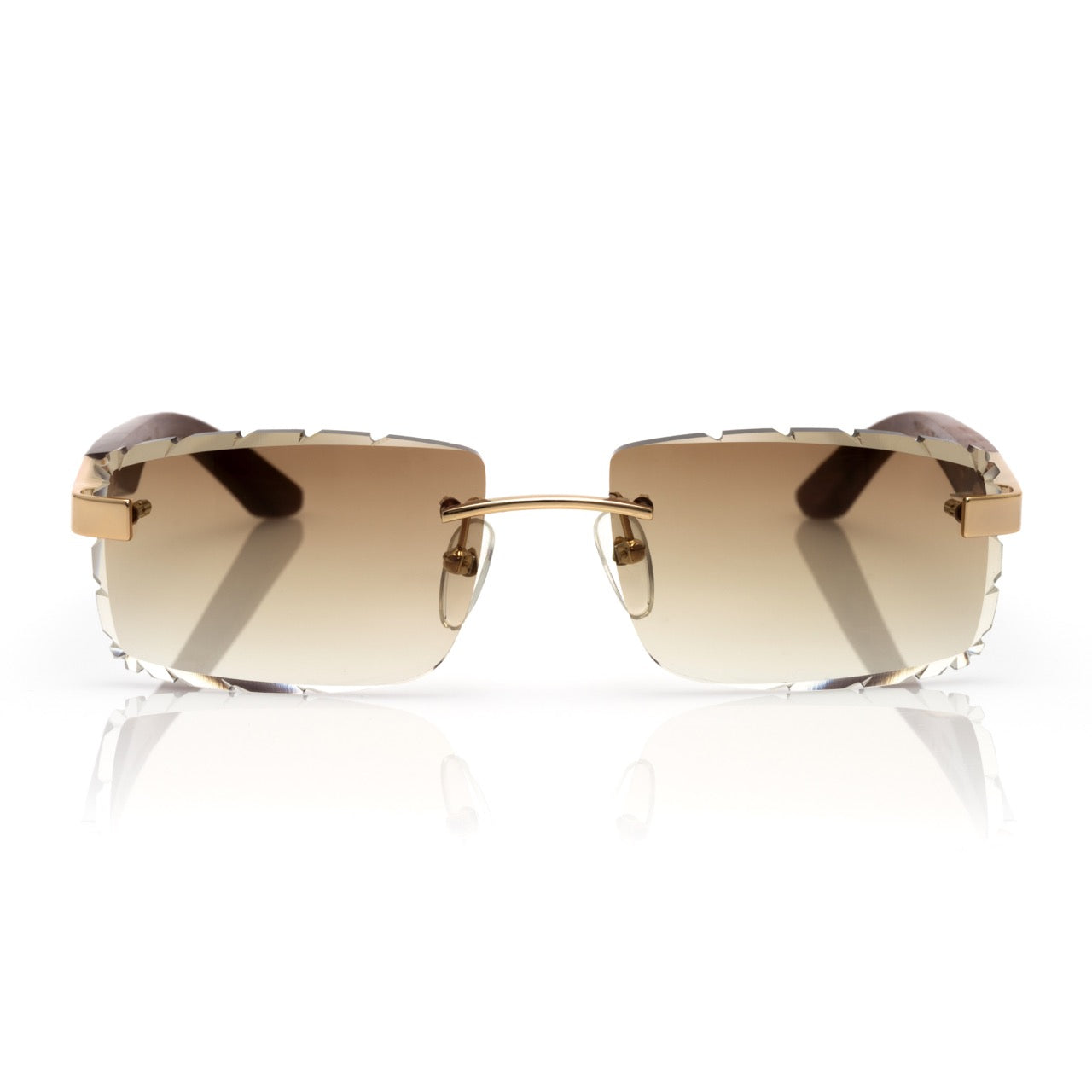 Lunettes Rectangle — Bois Acajou & Or