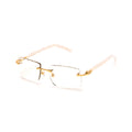 Lunettes Rectangle — Bois Blanc Nacré & Doré