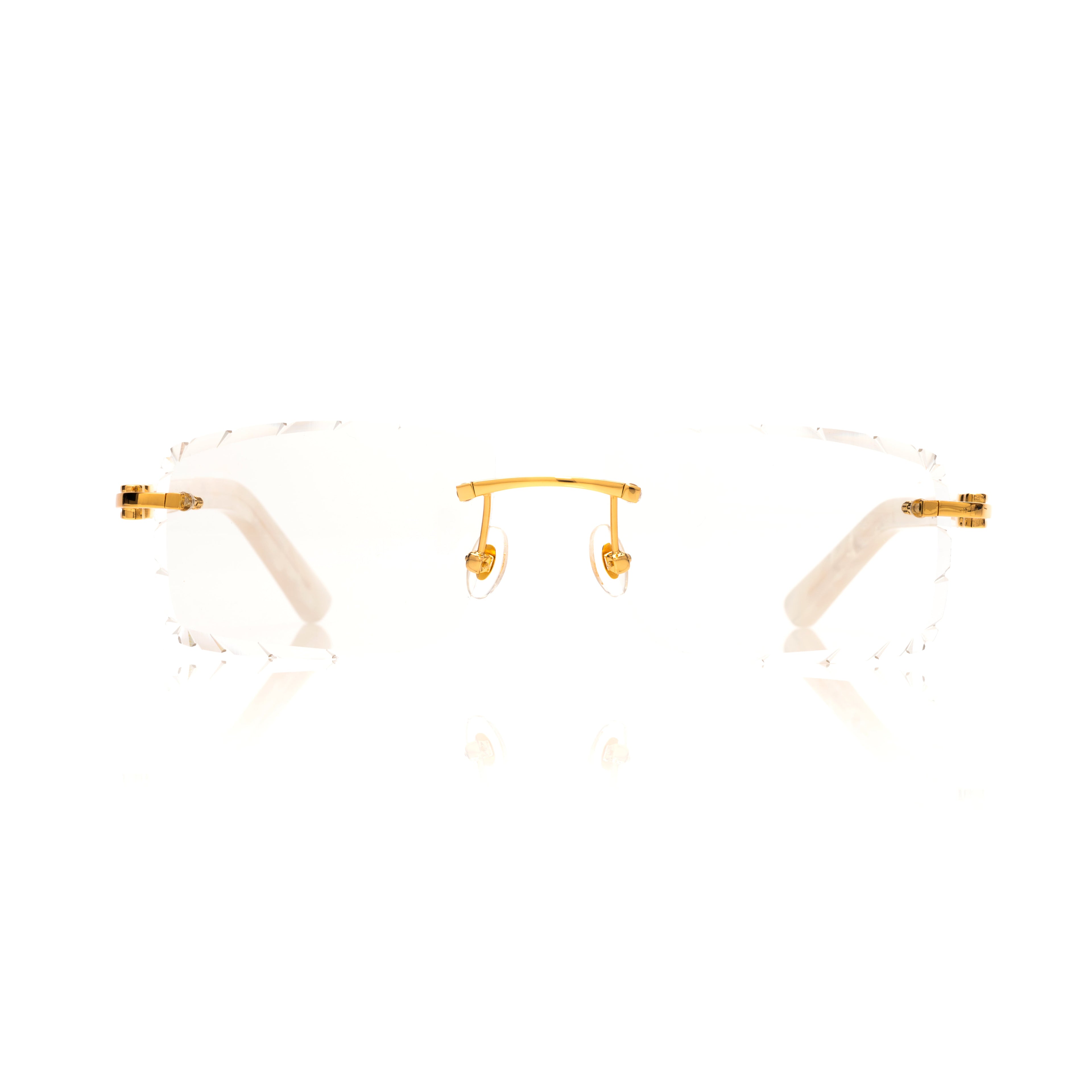 Lunettes Rectangle — Bois Blanc Nacré & Doré