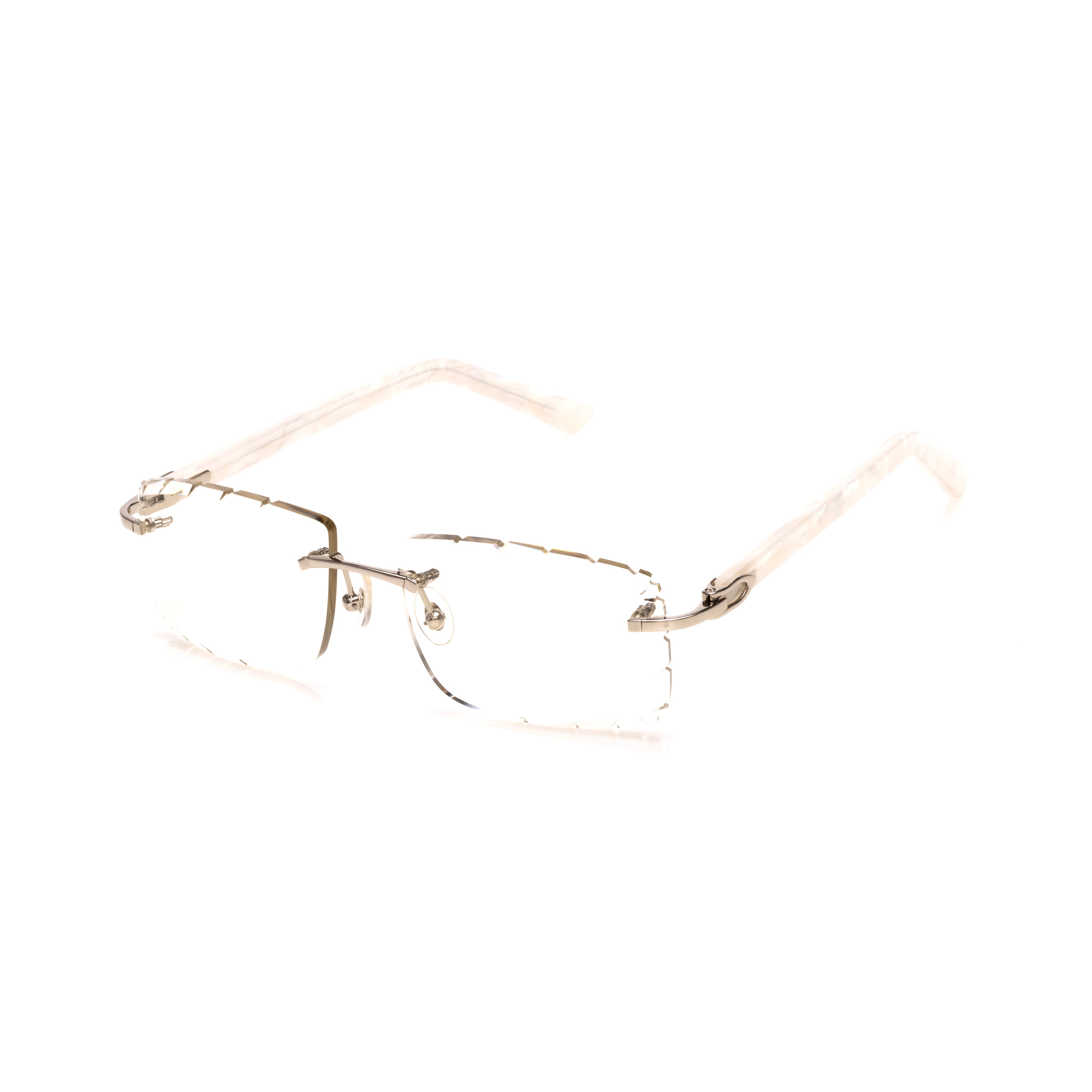 Lunettes Rectangle — Bois Blanc Nacré & Doré