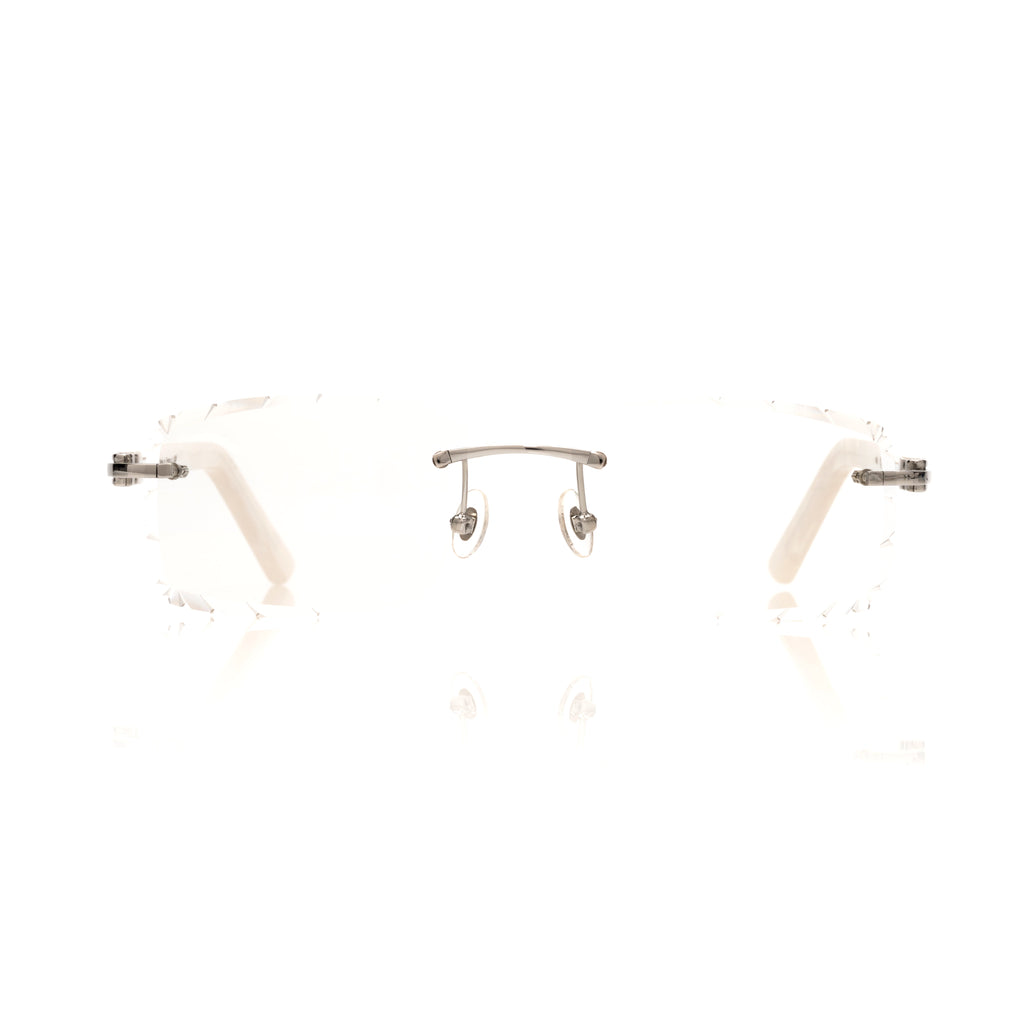 Lunettes Rectangle — Bois Blanc Nacré & Doré
