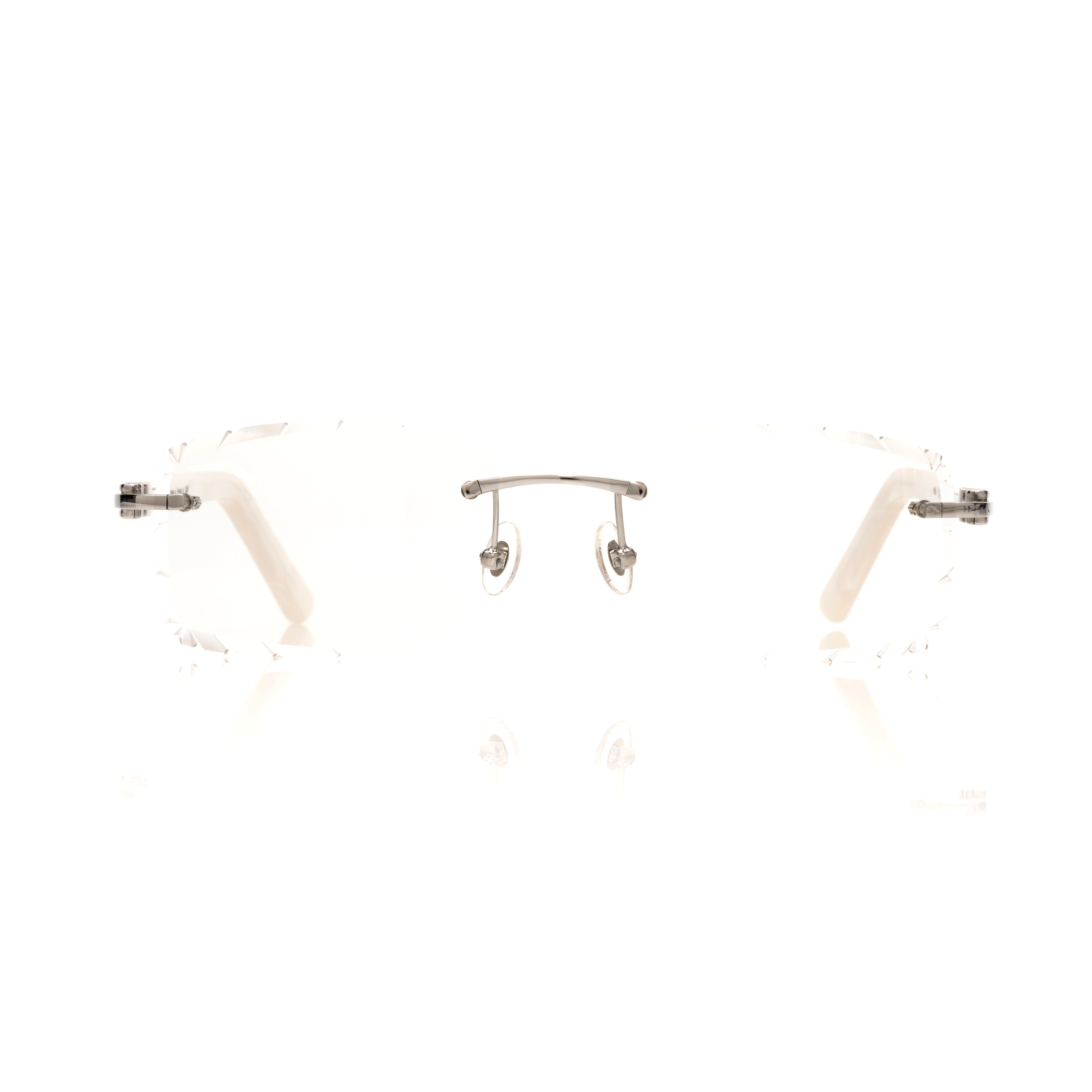 Lunettes Rectangle — Bois Blanc Nacré & Doré