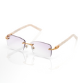 Lunettes Rectangle — Corne Blanche & Or Lilas