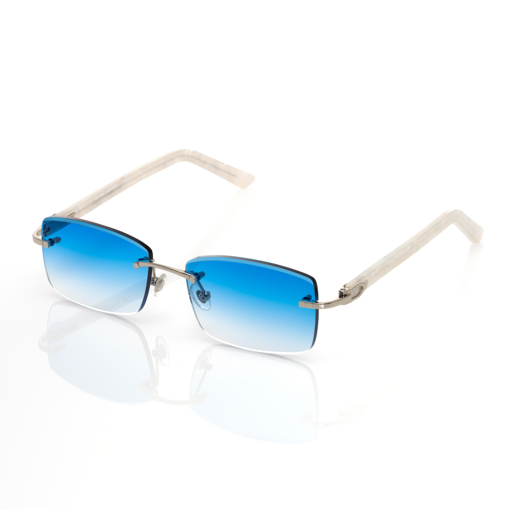Lunettes Rectangle — Corne Blanche & Or Lilas