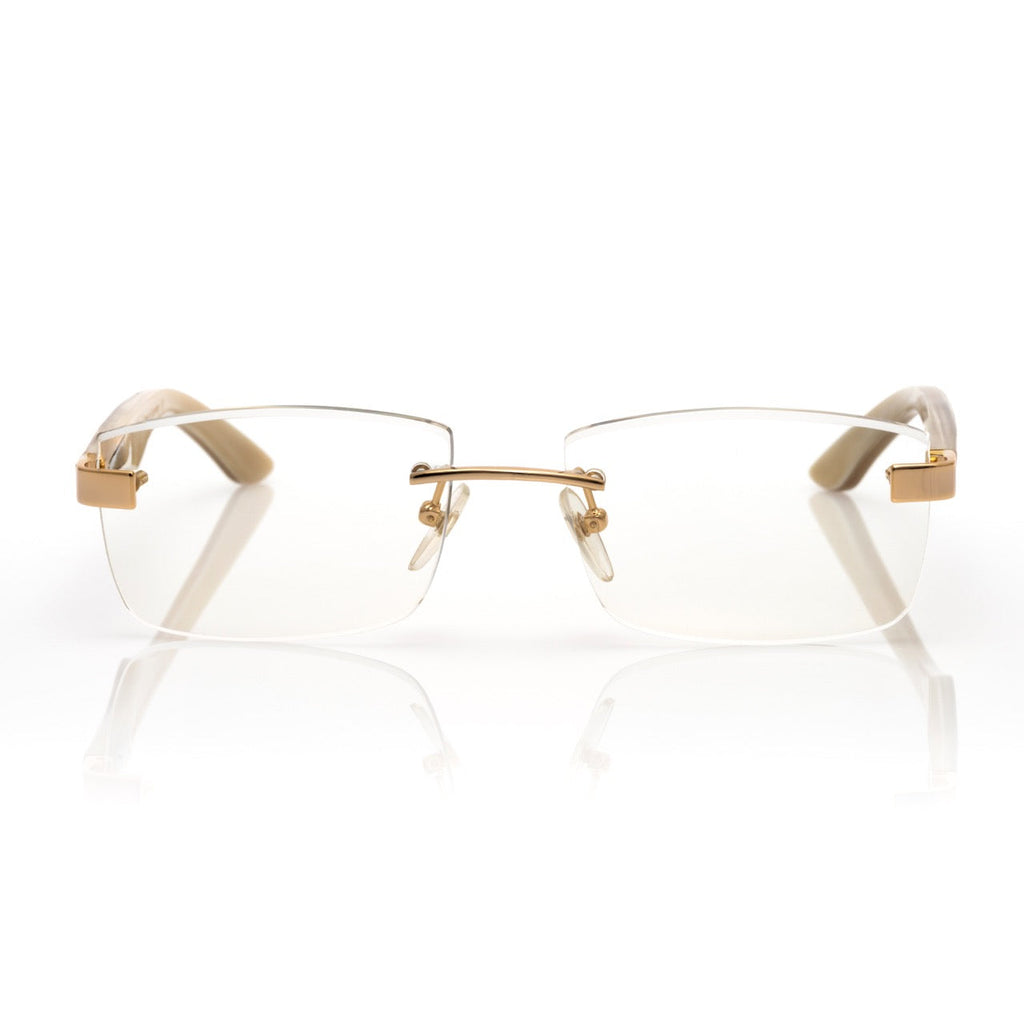 Lunettes Rectangle — Corne Ivoire & Or