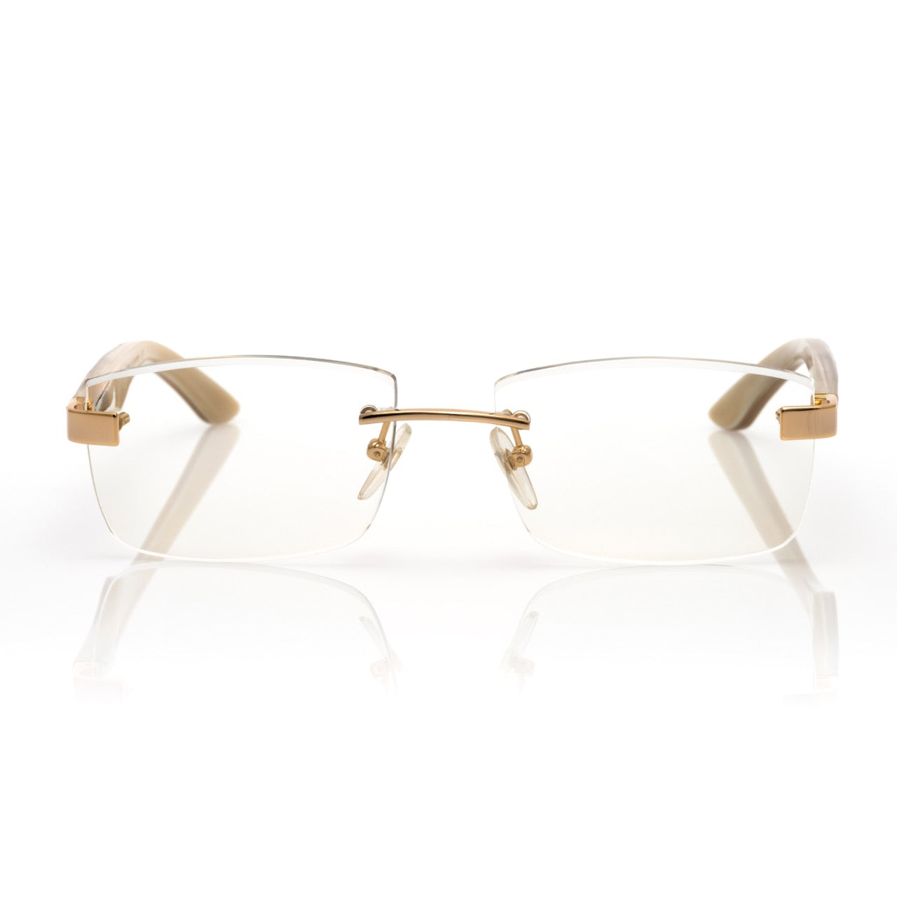 Lunettes Rectangle — Corne Ivoire & Or