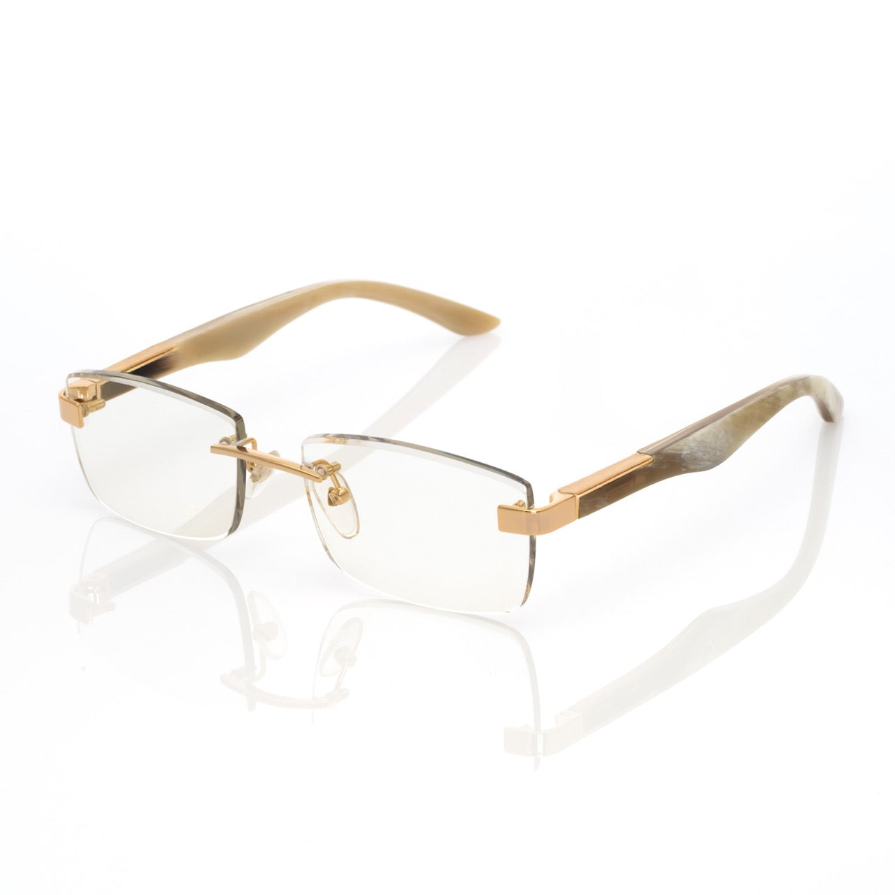 Lunettes Rectangle — Corne Ivoire & Or